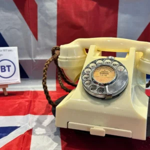 Antique Vintage Bakelite Telephone 300 Series, Ivory, 1950s, Converted for BT use.