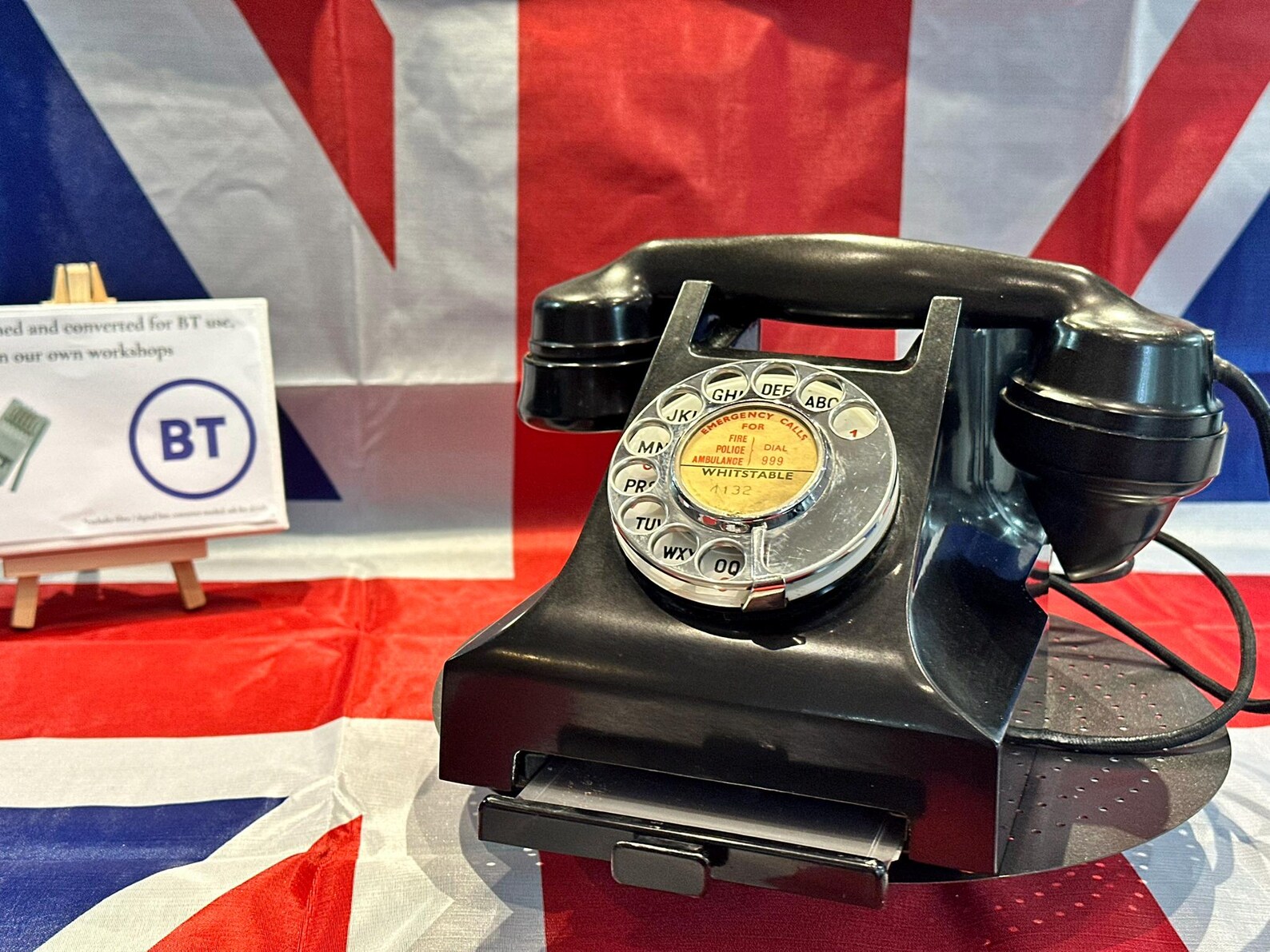 Vintage Bakelite Dial phone from the 1950's Genuine GPO - Black - Converted for BT use